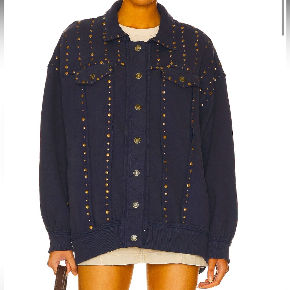 FREE PEOPLE x We The Free Keepin’ On Trucker Jacket - Navy Size L - NWT